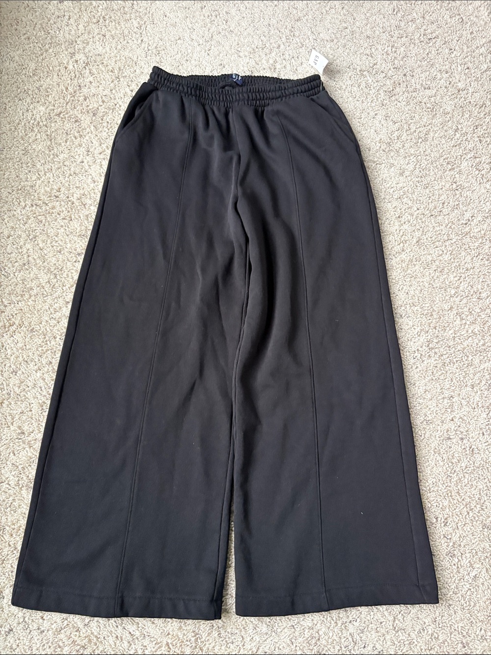 GAP Black Wide-Leg Pull-On Sweat Pants Large petite NWT
